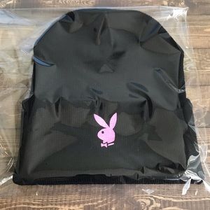Black Skully Hat Pink Playboy Bunny